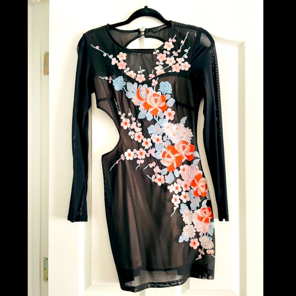 Ark & Co Cutout Floral Mesh Dress Size Small